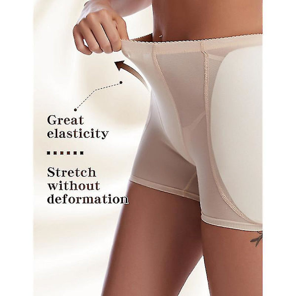 Kvinnors Butt Lifter Shapewear Hip Pads Enhancer Trosor Shaper Boyshort BEIGE 4XL