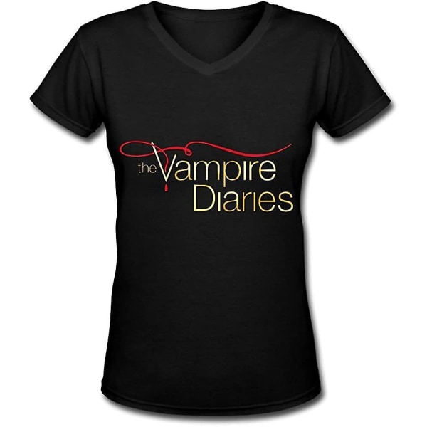 Utu The Vampire Diaries Logotyp Dam T-shirt med V-ringad Svart S