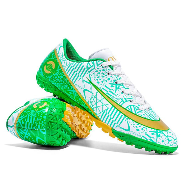 Fotbollsskor för män Fotbollsskor för vuxen fotled Grästräning Sport Skor Sneakers 222-1 Green 40