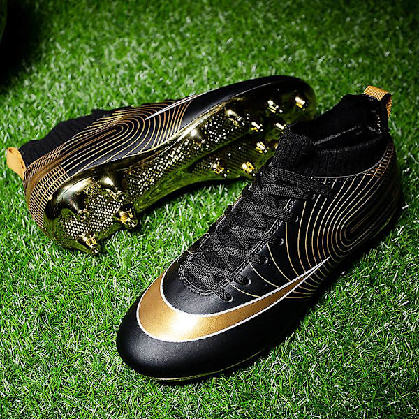 Fotbollsskor för herr Fotbollsskor med hög ankel för vuxna Grästräning Sport Skor Sneakers Yj32751G Black 37
