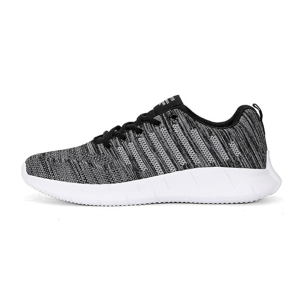 Sneakers för flugvävning för män Andas löparskor Mode sportskor 3A707 Gray 42