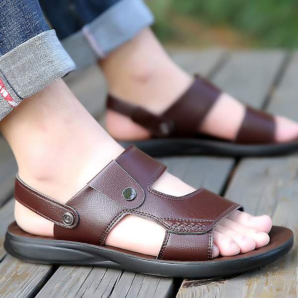 Herrsandaler Mjuka strandskor Surfingsporttofflor Fritidsskor för casual 1808 Brown 41