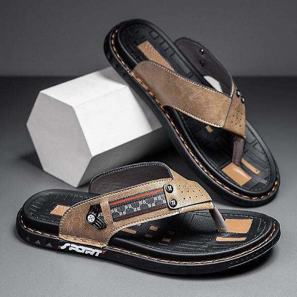 Herrtofflor Halkfria sandaler Mode strandskor för kvinnor 20513 Khaki 44