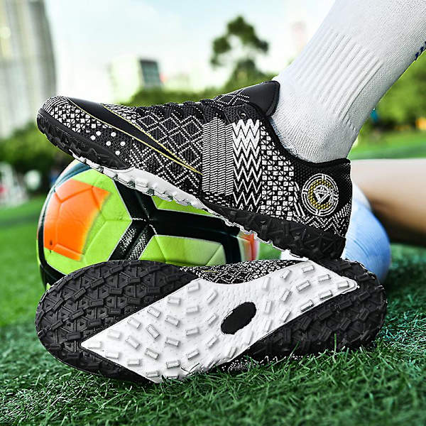 Fotbollsskor för män Halkfria fotbollsskor Klossar Gräs Fotbollssneakers Yj757 Black 38