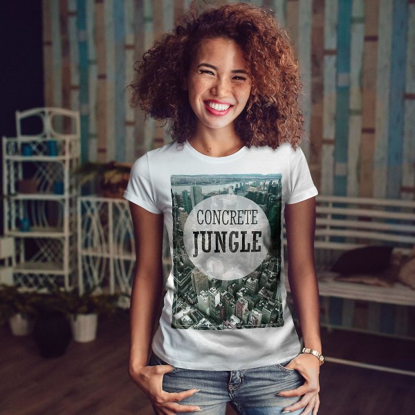 Jungle Urban Photo City Whitet-shirt för kvinnor S