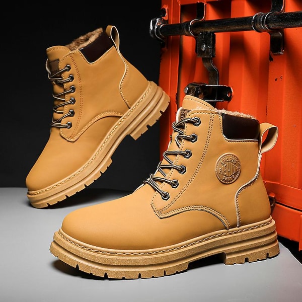 Herr Martin Boot Kvinnor Korta Kängor Med Snörning Chunky Låg Klack Mid-Calf Boots 2Kmd02 Yellow 42