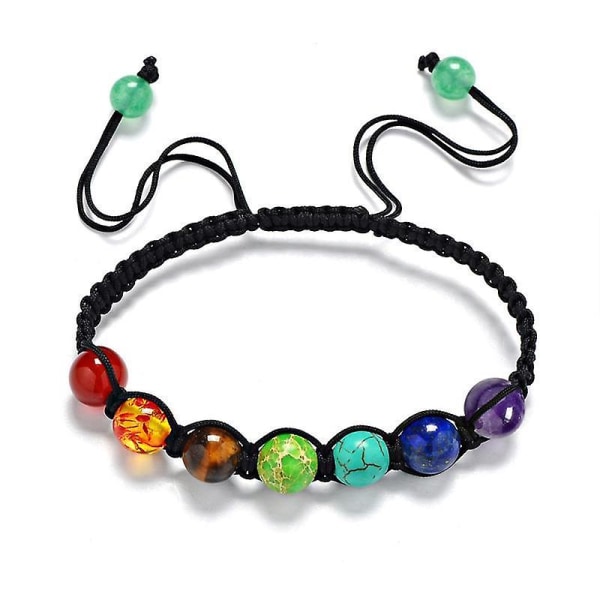 Seven Color Rainbow 7 Chakra Armband Treatment Aura Stone Prayer Balance Bead Armband