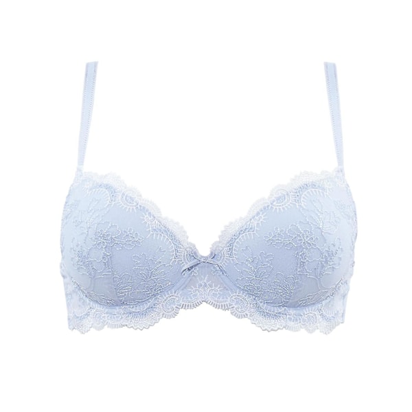 Isblå broderad vadderad bygel BH för damer 36D