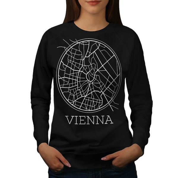 Viena City Map Mode Damer Blacksweatshirt | Wellcoda M