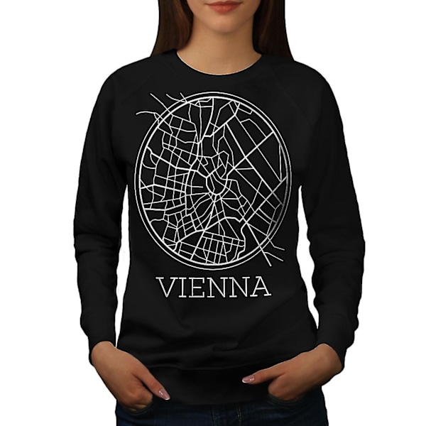 Viena City Map Mode Damer Blacksweatshirt | Wellcoda XL