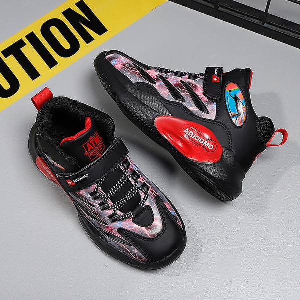 Barn Sneakers Pojkar Basketskor Halkfria Barn Sportskor 3B9991 BlackRed 39