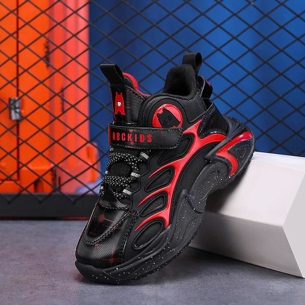 Basketskor för barn Mode Pojkar Flickor Sneakers Sportskor som andas 2L2300 BlackRed 39