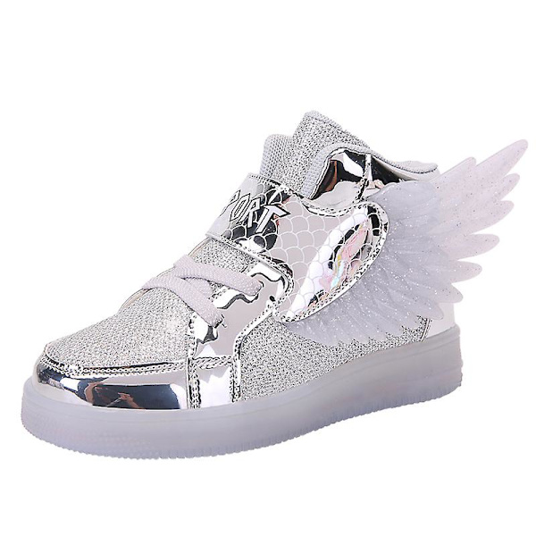 Barn Led Light Skor Pojkar Flickor Sneakers Löparskor 2Dh618 Silver 31