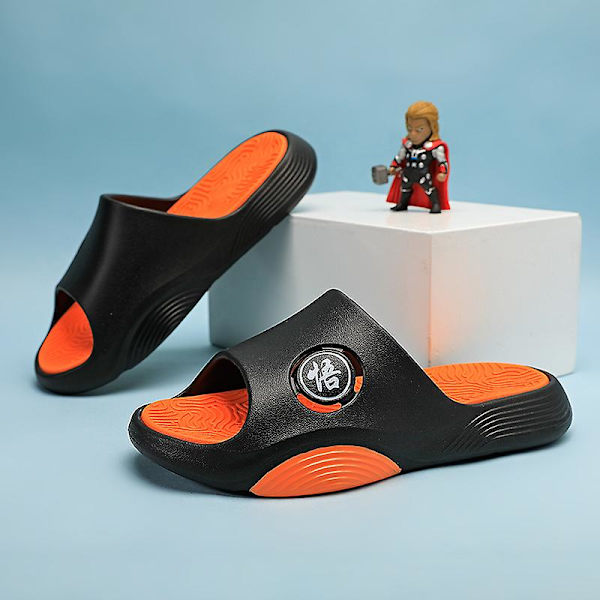 Män Kvinnor Strandtofflor Mode Sandaler Utomhus Halkfria inomhusskor XT666 BlackOrange 41-42