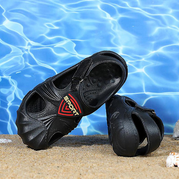 Strandtofflor för barn Modesandaler Utomhus Halkfria inomhusskor L08Jt Black 34