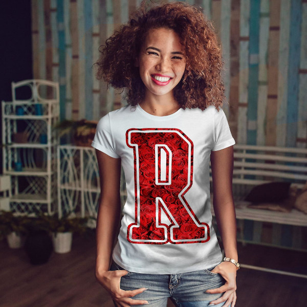 Bokstaven R Rose Fashion Women T-shirt XL