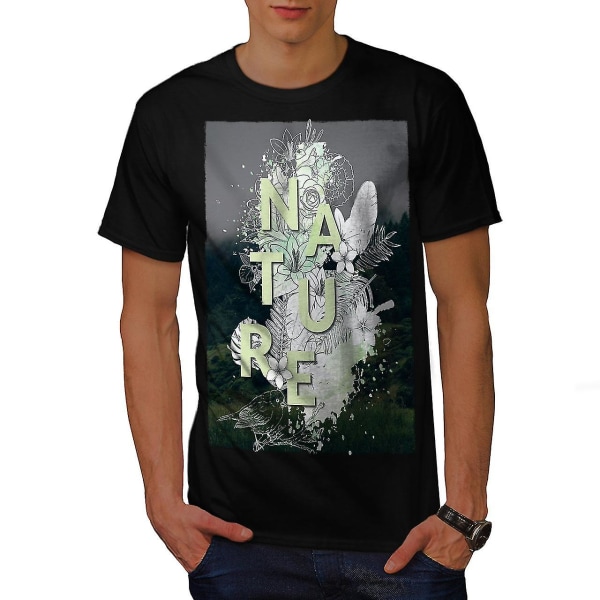 Naturstil Män Blackt-shirt S