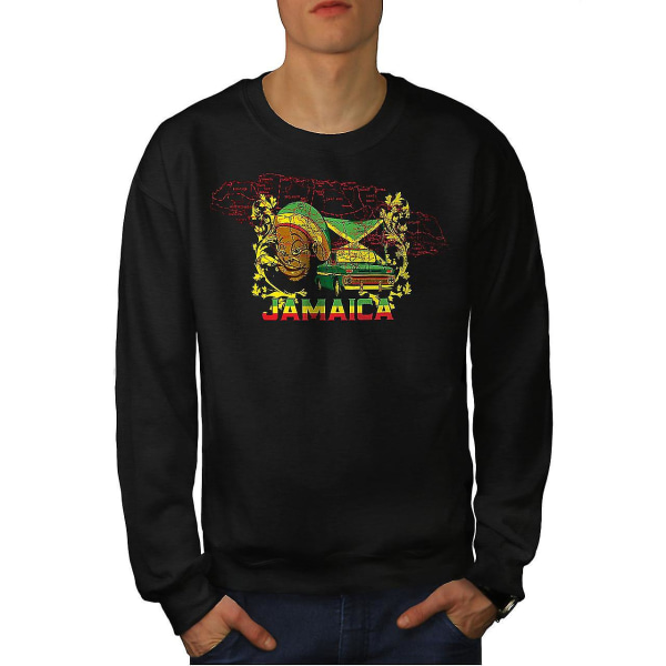 Jamaica Rasta Men Blacksweatshirt | Wellcoda XL