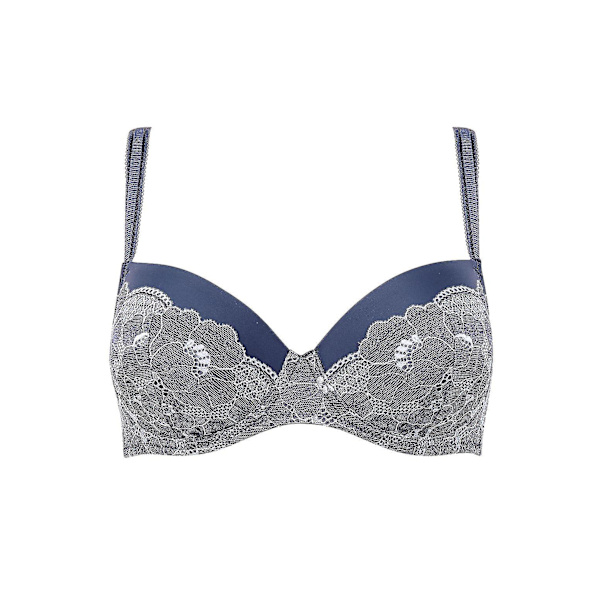 Damjeans Blå blommig Vadderad BH med bygel 34D