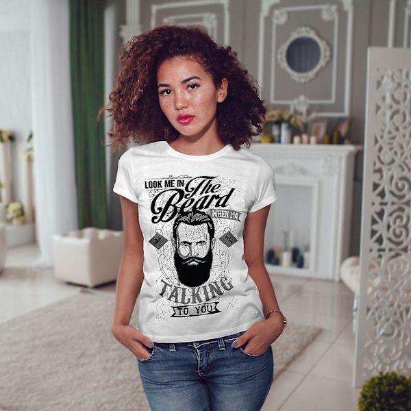 Se mig i skägget Whitet-shirt för kvinnor XL