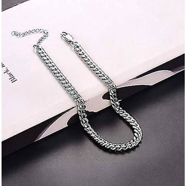 N Kedja Halsband Mindre Stål/silver Gammal Pläterad Män Kvinnor