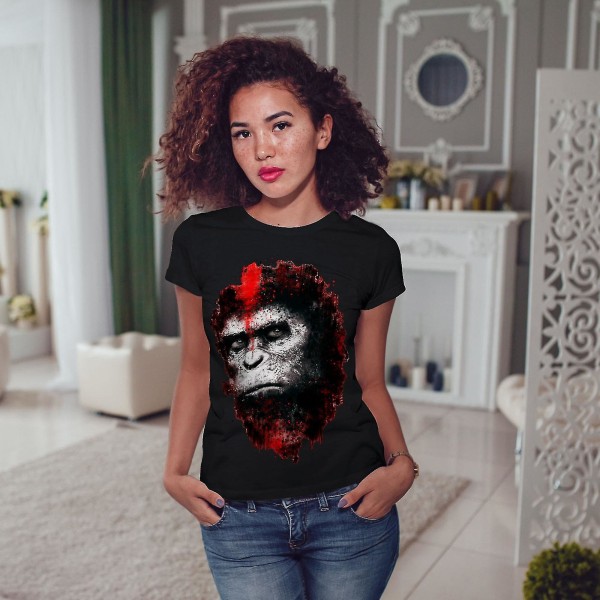 Monkey Face Beast Svart t-shirt för kvinnor L