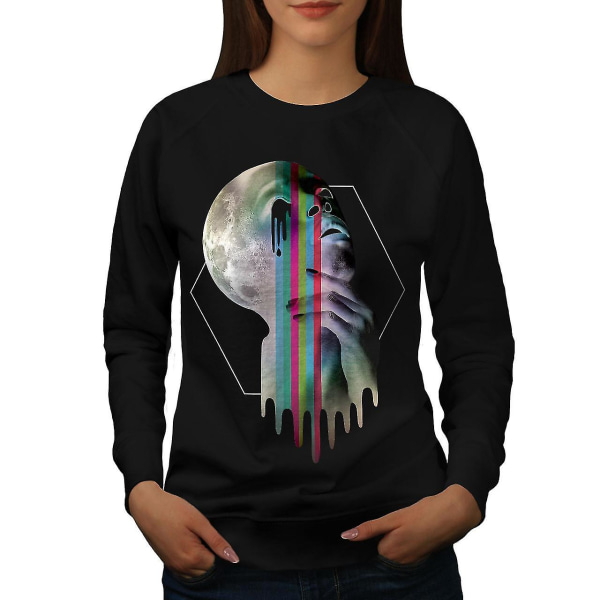 Cry Moon Snygg Blacksweatshirt för kvinnor L