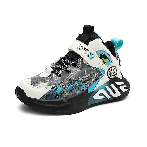 Barn Sneakers Pojkar Basketskor Halkfria Barn Sportskor 3B726 BlackWhite 34