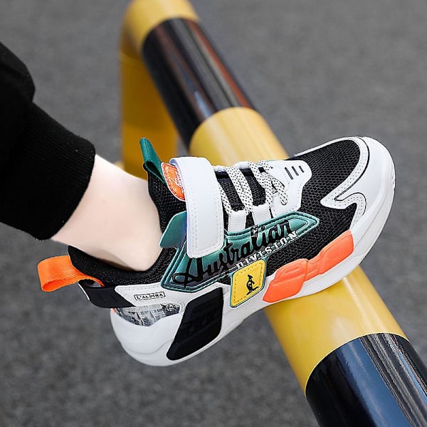 Sneakers för barn Halkfria lätta sportlöparskor Fr098 BlackOrange 33