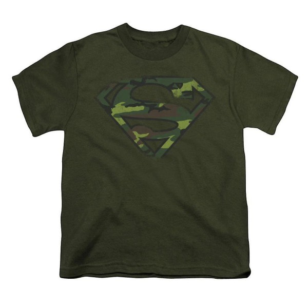Superman Distressed Camo Shield Youth T-shirt S