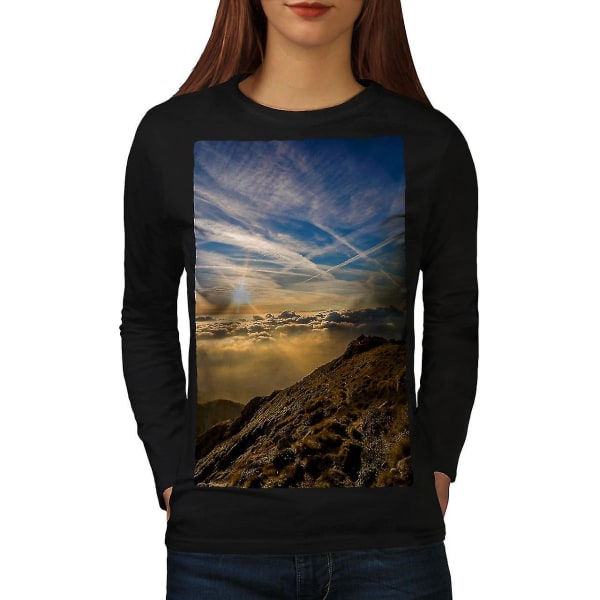 Sky Clouds Summit Nature Långärmad T-shirt för kvinnor M