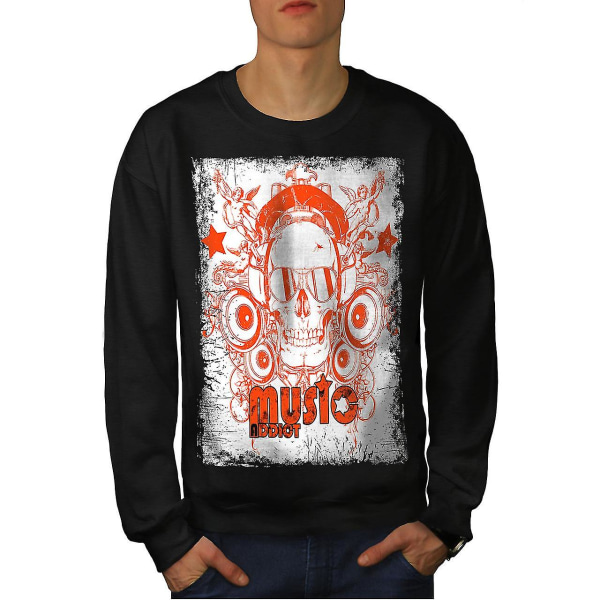 Skull Hörlurar Musik Män Blacksweatshirt | Wellcoda L