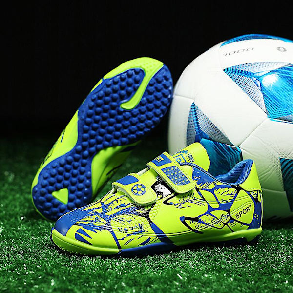 Fotbollsskor för barn Halkfria fotbollsskor Klossar Gräs Fotbollssneakers Yj166 Green 34