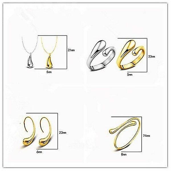 2022 Nytt Mode Guld Silver Eardrop Vattendroppe Big Hand Kedja Armband Halsband Ring Krok Oval Örhängen Set Gold