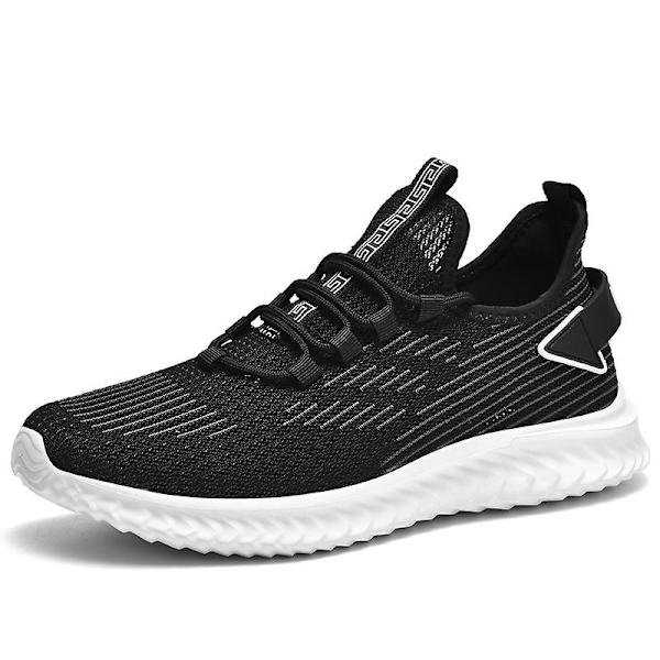 Sneakers för män Andas stretchtyg Mjukt Bekväma löparsportskor 2G6921 Black 44
