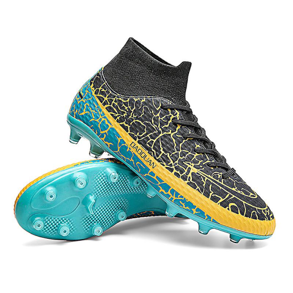 Fotbollsskor för män Halkfria fotbollsskor Klossar Gräs Fotbollssneakers Yjt2215A BlackYellow 37