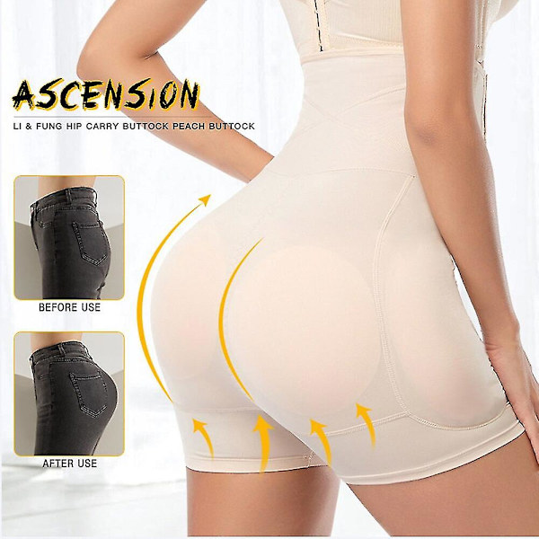 High-Wisted Waist Trainer Shapewear Body Tummy Shaper Fake Ass Butt Lifter Booties Höftkuddar Enhancer Booty Lifter,beige M