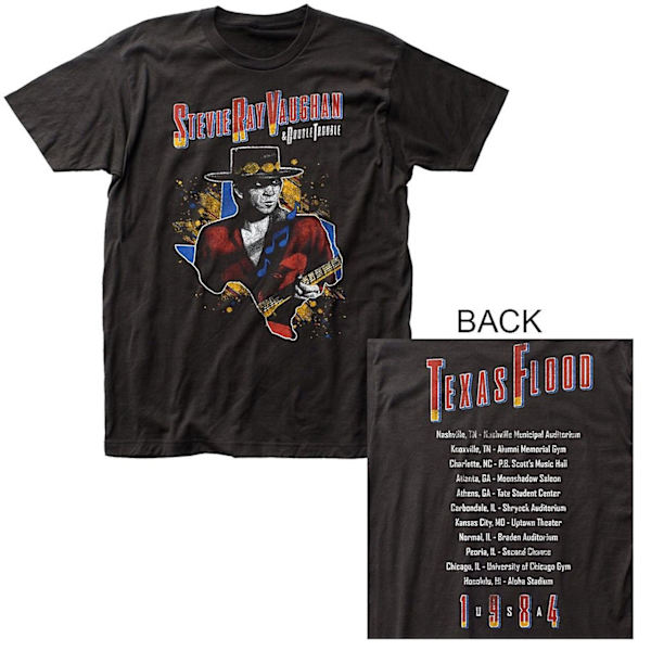 Stevie Ray Vaughan T-tröja Stevie Ray Vaughan 1984 turnerar T-tröja Black M