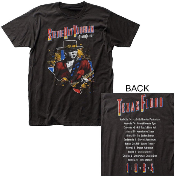 Stevie Ray Vaughan T-tröja Stevie Ray Vaughan 1984 turnerar T-tröja Black XXL