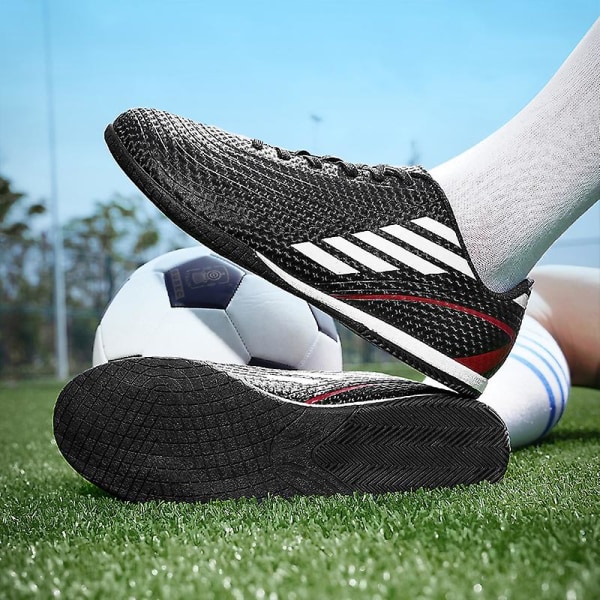 Fotbollsskor för män Fotbollsskor med hög ankel för vuxna Grästräning Sport Skor Sneakers 3B22036 Black 36