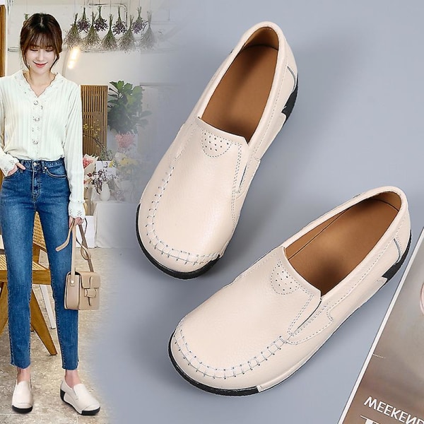 Damskor för casual Loaferskor Mammaskor 3A5588 Beige 36