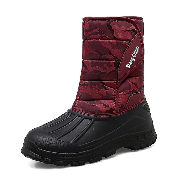 Herr Dam Vinterstövlar Snow Boot Plysch Varma Skor Vattentät Boot 2113S Red 39