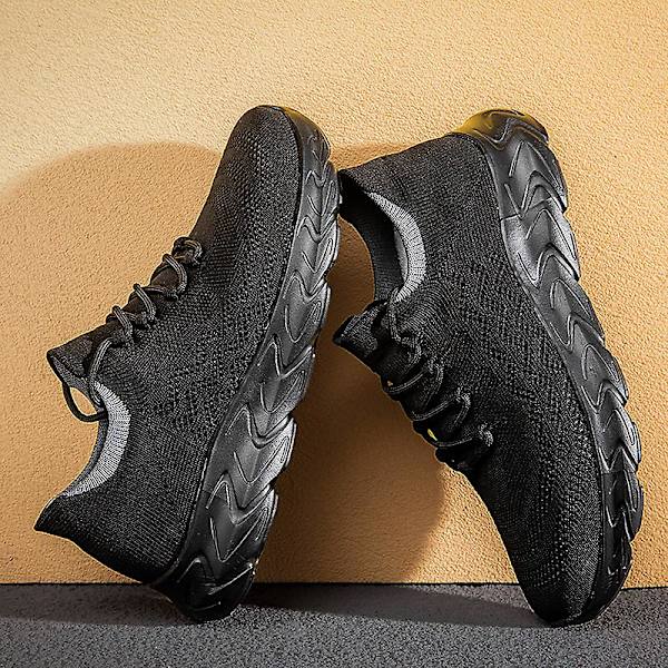Sneakers för flugvävning för män Andas löparskor Mode sportskor 3A836 BlackGray 41