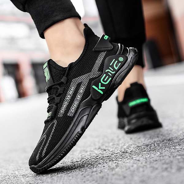 Herrsneakers löptennisskor Lättviktsventilerande Sport Athletic 3Dk219 BlackGreen 39