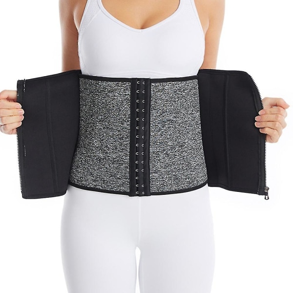 Bastu Svettbälte för viktminskning Waist trainer Court Gördel Kroppsformare Korsett Bantning Mage Slida Shapewear Dam Trimmer,grå XXL