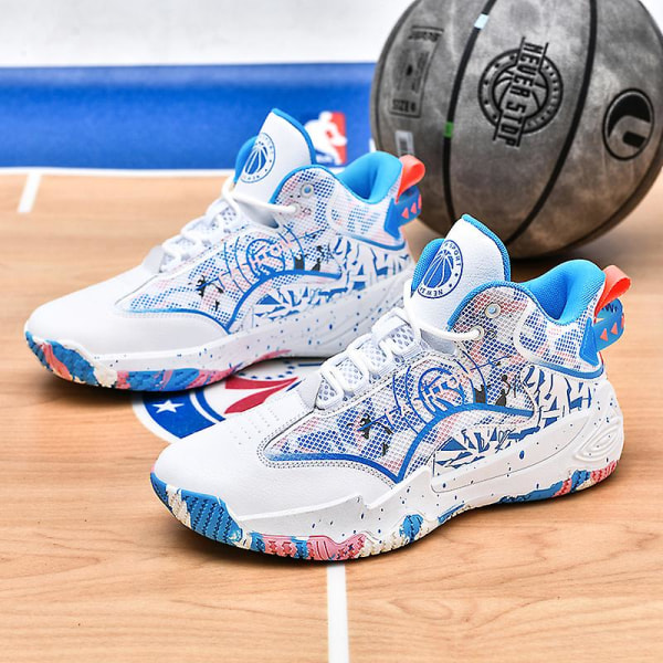 Basketskor för män Aldult Bekväma Sneakers Utomhussportskor 3B056 WhiteBlue 37