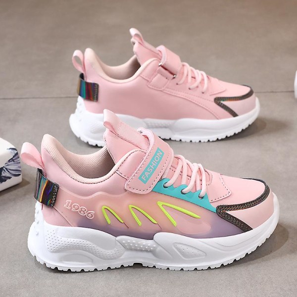 Sneakers för barn som andas löparskor Mode för tjejer Sportskor 831 Pink 37