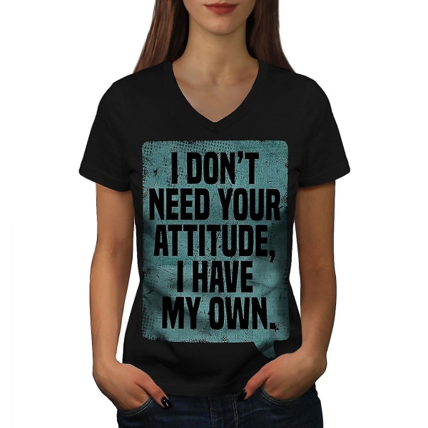 Min attityd som säger rolig T-shirt för kvinnor L