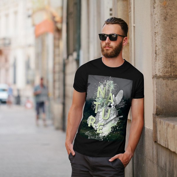 Naturstil Män Blackt-shirt S