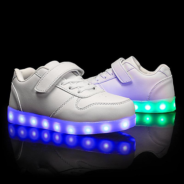 Barnskor Pojkar Led Light Up Skor Sports löparskor för barn 518 White 34